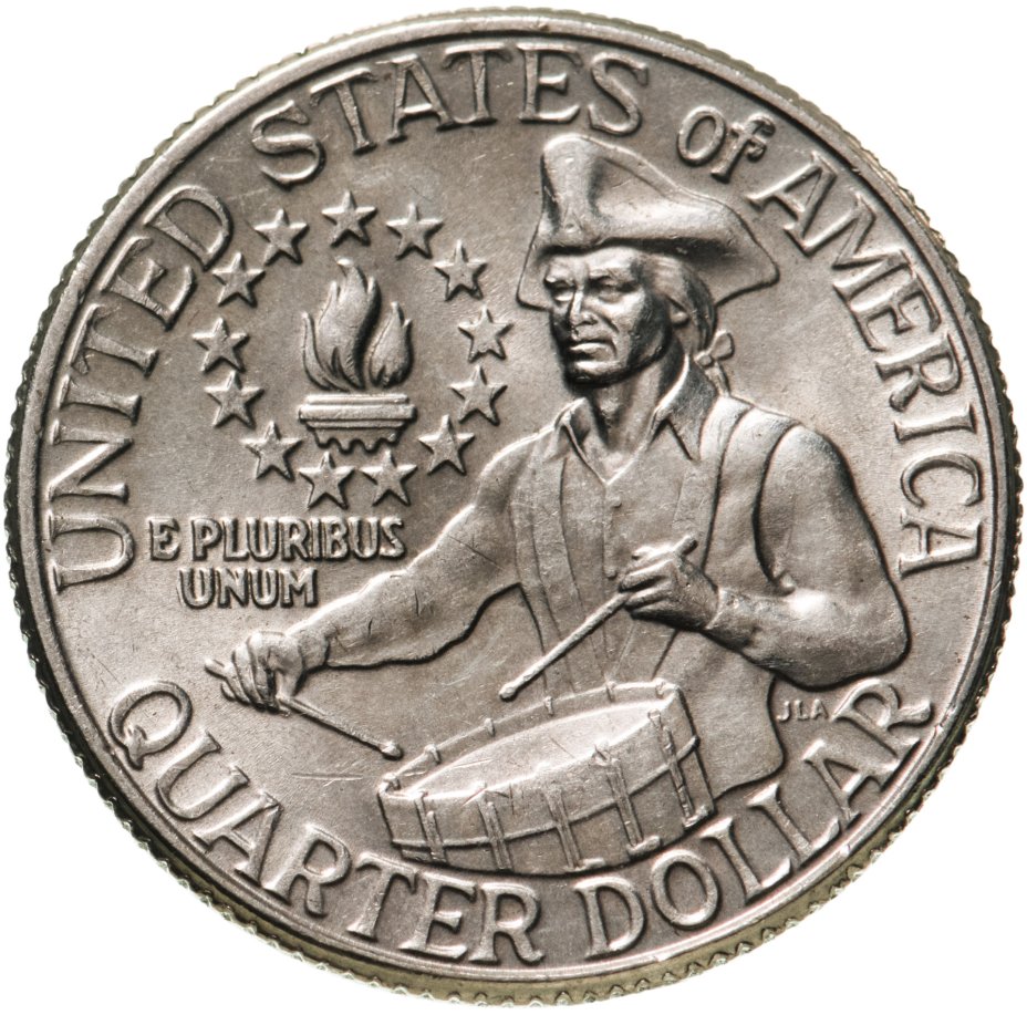 Монета США 25 центов (квотер, 1/4 доллара, quarter dollar) 1976 "200 ...