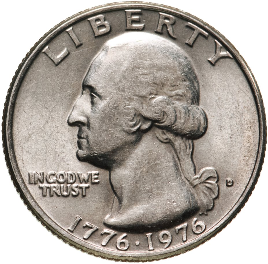 Монета США 25 центов (квотер, 1/4 доллара, quarter dollar) 1976 "200 ...