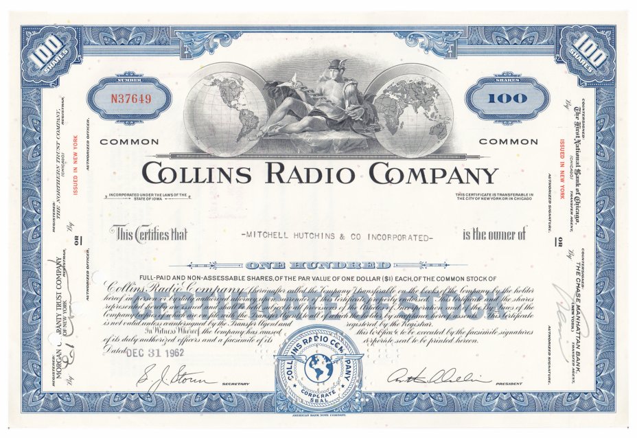 купить Акция  США Collins Radio Company 1962- 1967  гг.