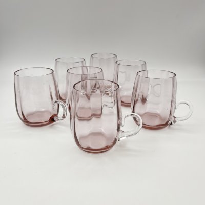 купить Набор кружек "Луковка" с рельефным декором на 8 персон, цветное стекло, Чехословакия, 1970-1980 гг.