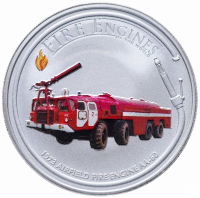 купить Острова Кука 1 доллар 2006 UNC «Пожарные машины мира" с изображением пожарной машины «Пожарная машина АА-60» с сертификатом