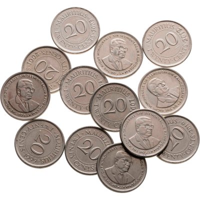 купить Маврикий набор монет 20 центов 1990-2012 (13 штук)