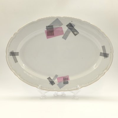 купить Блюдо сервировочное овальной формы с геометрическим декором, фарфор, деколь, золочение, Gebrüder Benedikt, Чехословакия, 1960-1990 гг.