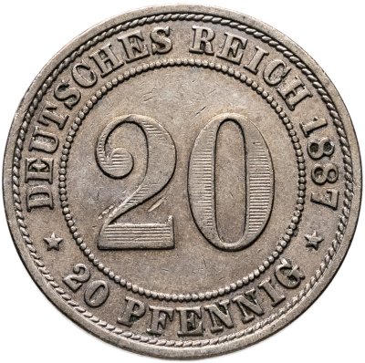 купить Германия 20 пфеннигов (pfennig) 1887, Знак монетного двора: "A" - Берлин