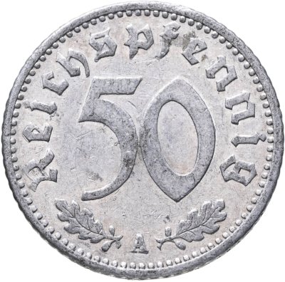 купить Германия, Третий рейх 50 рейхспфеннигов 1935, знак монетного двора "A" — Берлин