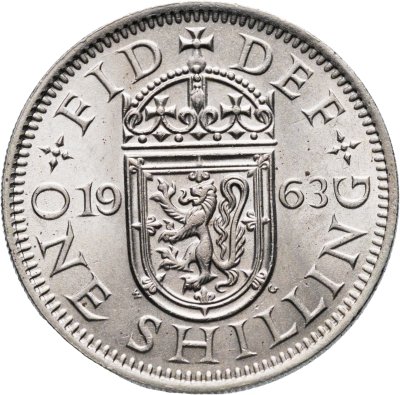 купить Великобритания 1 шиллинг (shilling) 1963 "Шотландский герб - атакующий лев внутри коронованного щита"