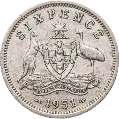 купить Австралия 6 пенсов (pence) 1951