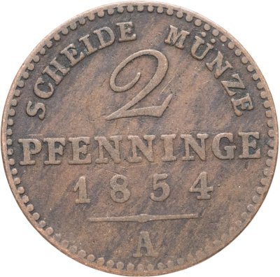купить Германия, Пруссия 2 пфеннига 1854