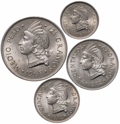 купить Доминикана набор из 4-х монет 1967-1972