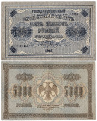 купить 5000 рублей 1918 кассир Гаврилов, водяной знак вертикальный