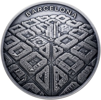 купить Камерун 2000 франков 2021 "Барселона - вид с дрона", в футляре с сертификатом