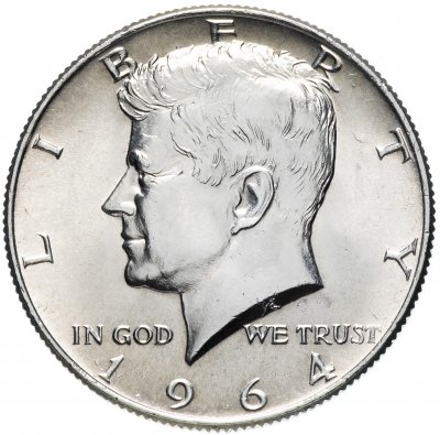 купить США 1/2 доллара (half dollar, полдоллара, 50 центов) 1964 "Кеннеди" без знака монетного двора