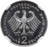 Купить Германия 2 марки 1996 A Вилли Брандт, 45 лет ФРГ знак монетного двора: "A" - Берлин в слабе DNC PF66