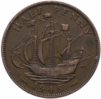Купить Великобритания 1/2 пенни (penny) 1948