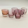 Купить Набор стопок розового оттенка на 6 персон (в подборе), цветное стекло, золочение, СССР, 1970-1990 гг.