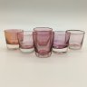 Купить Набор стопок розового оттенка на 6 персон (в подборе), цветное стекло, золочение, СССР, 1970-1990 гг.