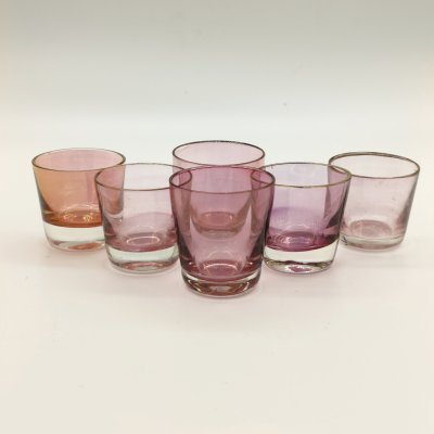 купить Набор стопок розового оттенка на 6 персон (в подборе), цветное стекло, золочение, СССР, 1970-1990 гг.
