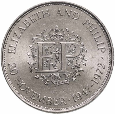 купить Великобритания 1 крона 1972 "Королевская серебряная свадьба"