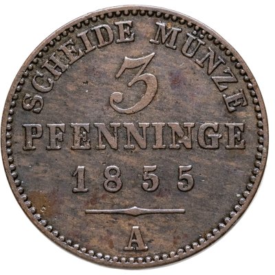 купить Германия, Пруссия 3 пфеннинга 1855 А