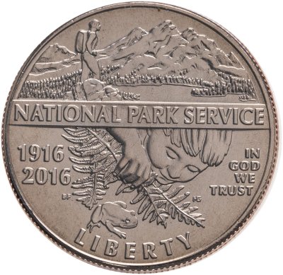 купить США 50 центов (1/2 доллара, half dollar) 2016 "100 лет Службе национальных парков США", знак монетного двора: "D" - Денвер, в буклете с маркой