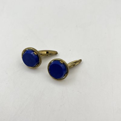 купить Запонки винтажные со вставками синего цвета, латунь, СССР, 1970-1990 гг.