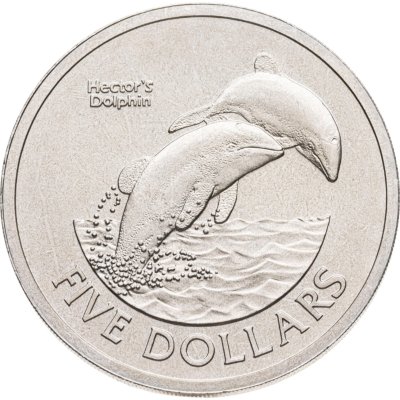 купить Новая Зеландия 5 долларов (dollars) 2002 дельфин Гектора