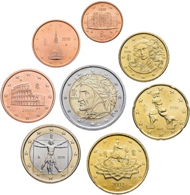 купить Италия набор евро 2002-2010 (8 монет)