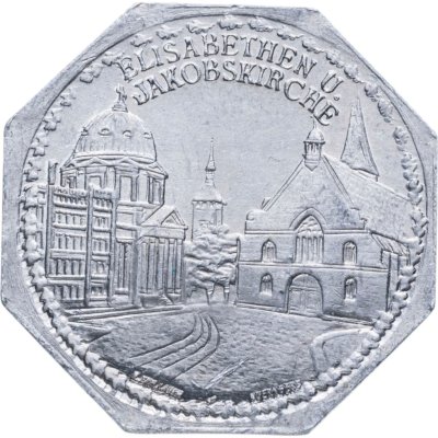 Купить Германия, Нюрнберг 20 пфеннигов 1919 "Церкви святой Елизаветы и святого Иакова" (трамвайный жетон)