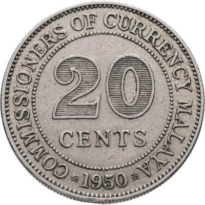 купить Малайя 20 центов (cents) 1950