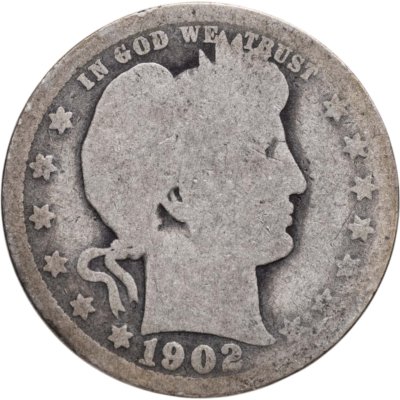 купить США 25 центов (квотер, 1/4 доллара, quarter dollar) 1902 Без отметки монетного двора