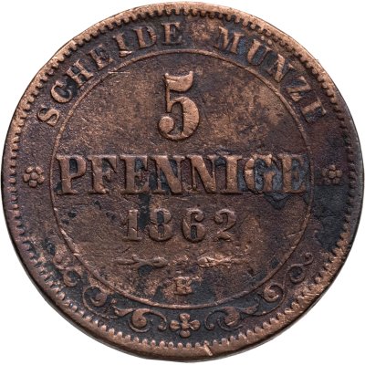 купить Германия (Саксония) 5 пфеннигов 1862 В