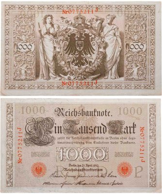 купить Германия 1000 марок 1910 красная печать