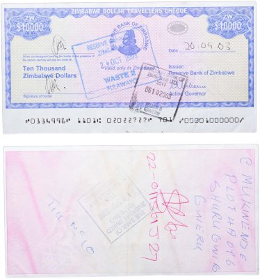 купить Зимбабве 10000 долларов 2003