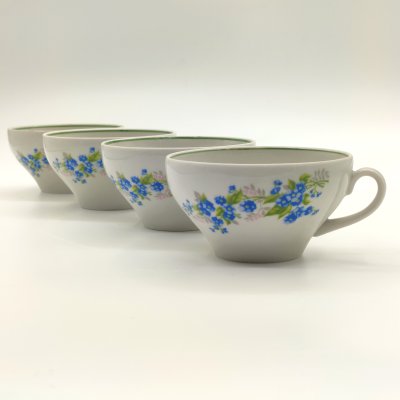 купить Набор из 4-х чашек с цветочным декором, фарфор, деколь, Дулевский фарфоровый завод (Дулёво), Российская Федерация, 1993 г.