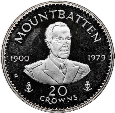 купить Тёркс и Кайкос 20 крон 1980 80 лет со дня рождения Луиса Маунтбеттена