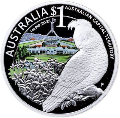 купить Австралия 1 доллар 2010 "Выставка ANDA - Канберра - Австралийская столичная территория - Попугай Какаду", в футляре с сертификатом