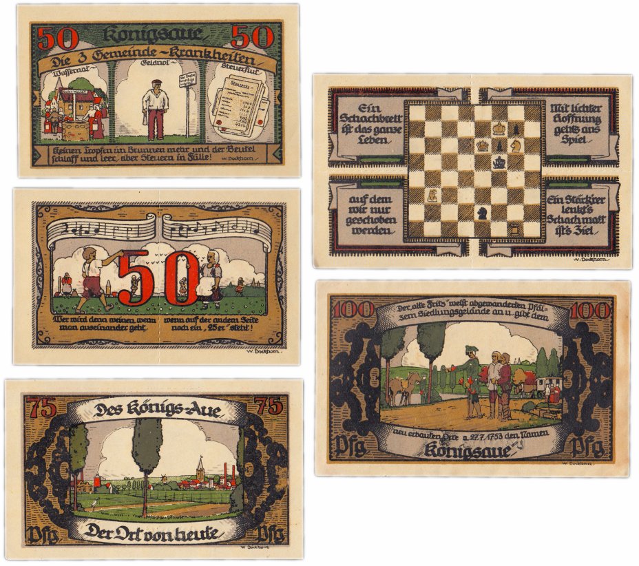купить Германия (Саксония: Ной-Кёнигзауэ) набор из 5 нотгельдов 1921