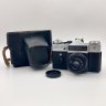 Купить Фотоаппарат плёночный "Зенит Е" с объективом "Индустар 50-2" в кофре, металл, стекло, кожа, Красногорский механический завод (КМЗ), СССР, 1981 г.