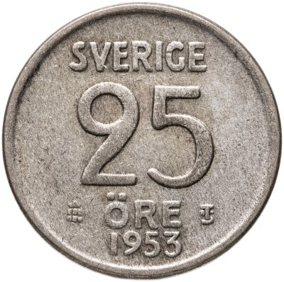 купить Швеция 25 эре (ore) 1953