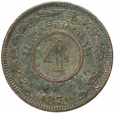 Купить Парагвай 4 сентезимо 1870