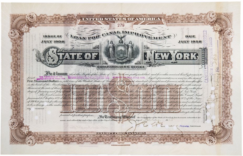купить Акция США State of New York 1916 г.
