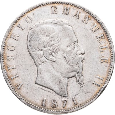 купить Италия 5 лир 1871 M знак монетного двора: "M" - Милан