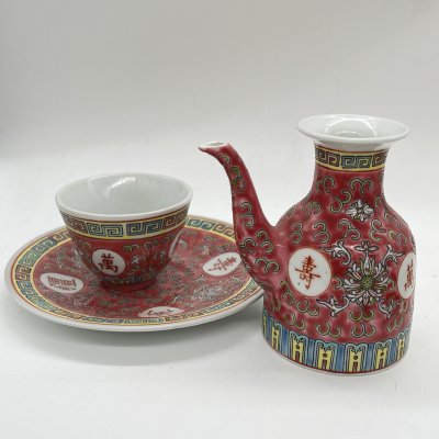 купить Набор для чаепития из чайника, пиалы и блюдца с расписным декором, фарфор, роспись, Китай, 1970-1990 гг.