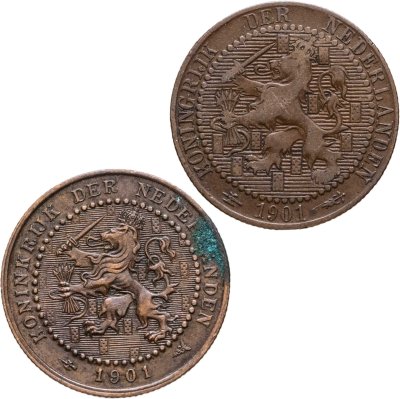 купить Нидерланды набор монет 1 цент 1901 года (2 штуки - 10 щитов и 15 щитов)