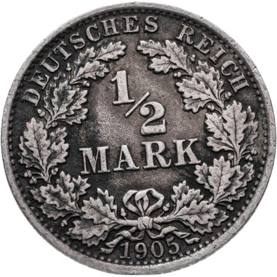 купить Германия 1/2 марки (mark) 1905 A знак монетного двора: "A" - Берлин