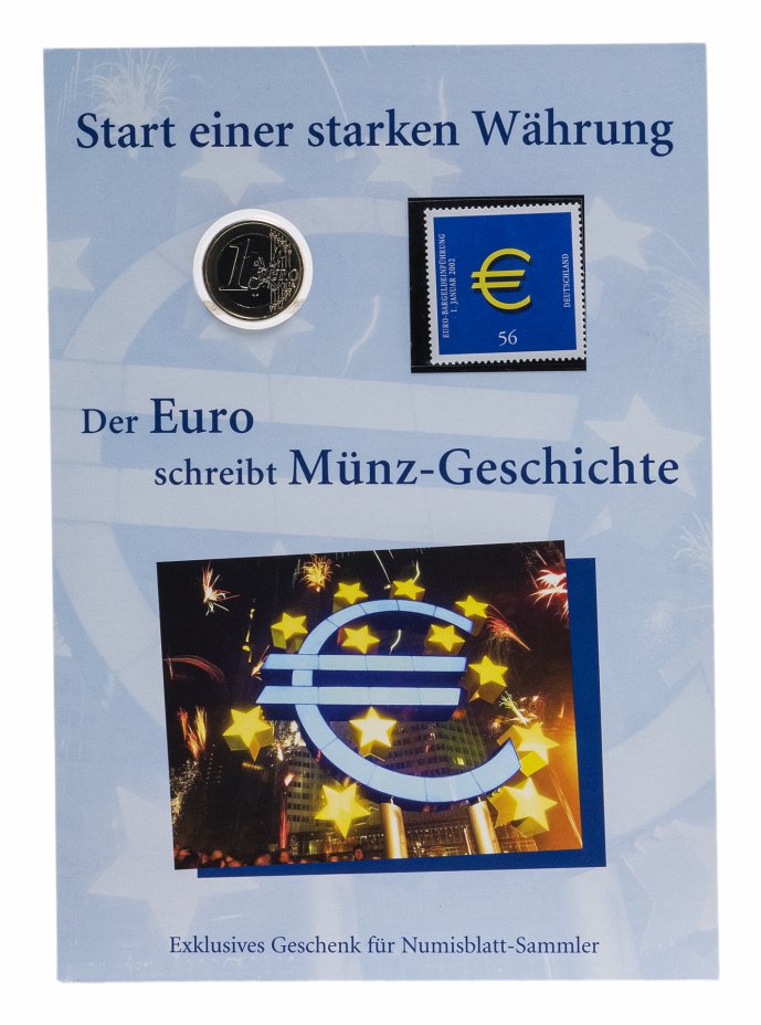 купить Германия 1 евро 2002 год в буклете с маркой