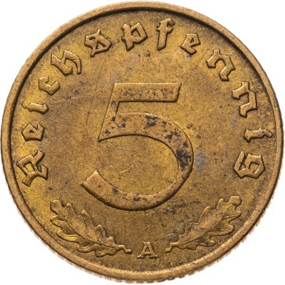 купить Германия (Третий рейх) 5 рейхспфеннигов (reichspfennig) 1937, Знак монетного двора "A"