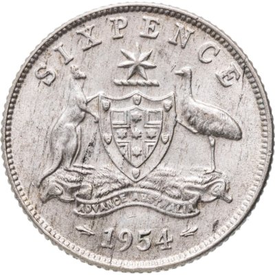 купить Австралия 6 пенсов (pence) 1954