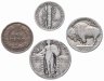 Купить США комплект из 4-х монет от 1 до 25 центов 1880-1945 гг.