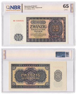 купить Германия 20 марок 1955 в слабе NBR UNC65
